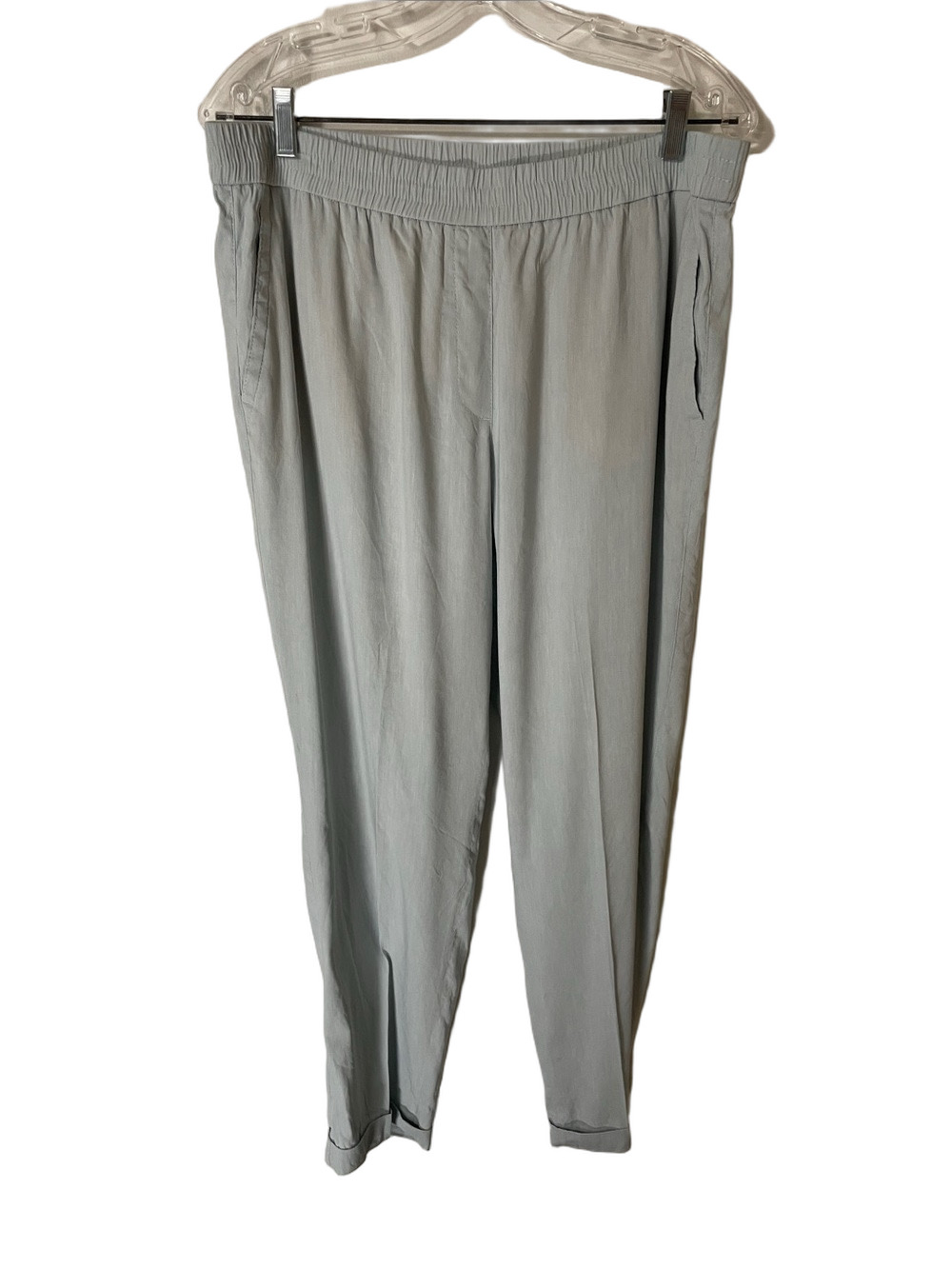Marc Cain Light Blue Elastic-Waist Linen Blend Pants Size 36